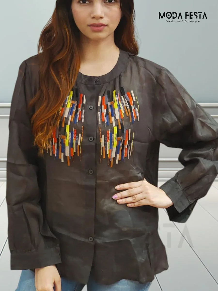 Embroidered Linen Top