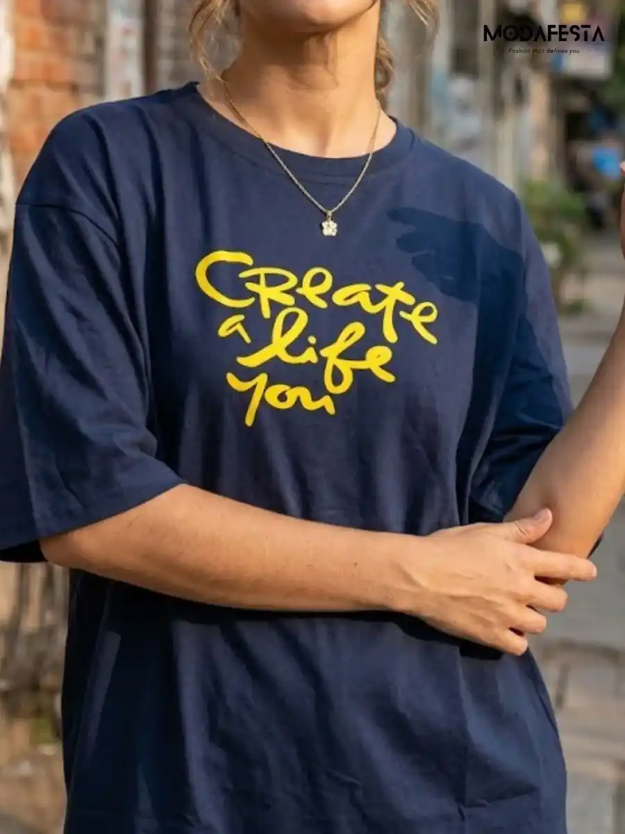 ModaFesta -elegant-classy-oversized-t-shirt-1-navy-blue