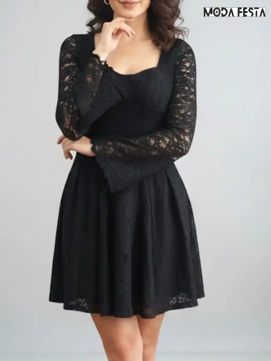 ModaFesta -elegant-mini-lace-dress-black
