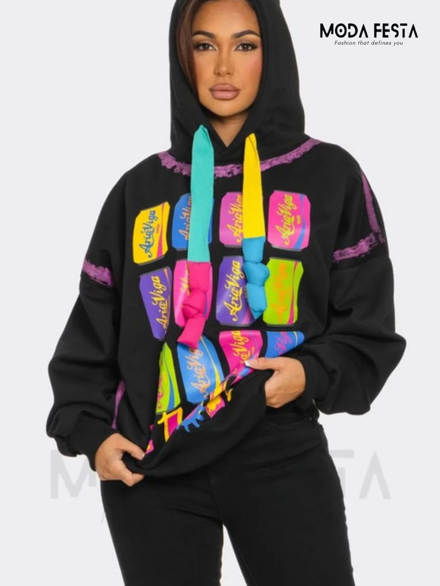 ModaFesta -trendy-graffiti-hoodies-black