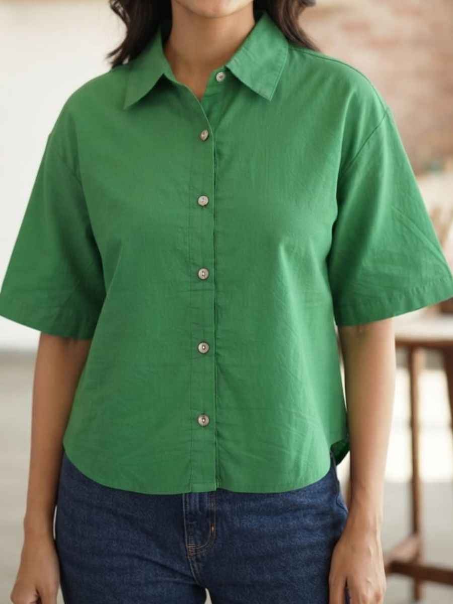 ModaFesta -reen-short-sleeve-button-down-shirt
