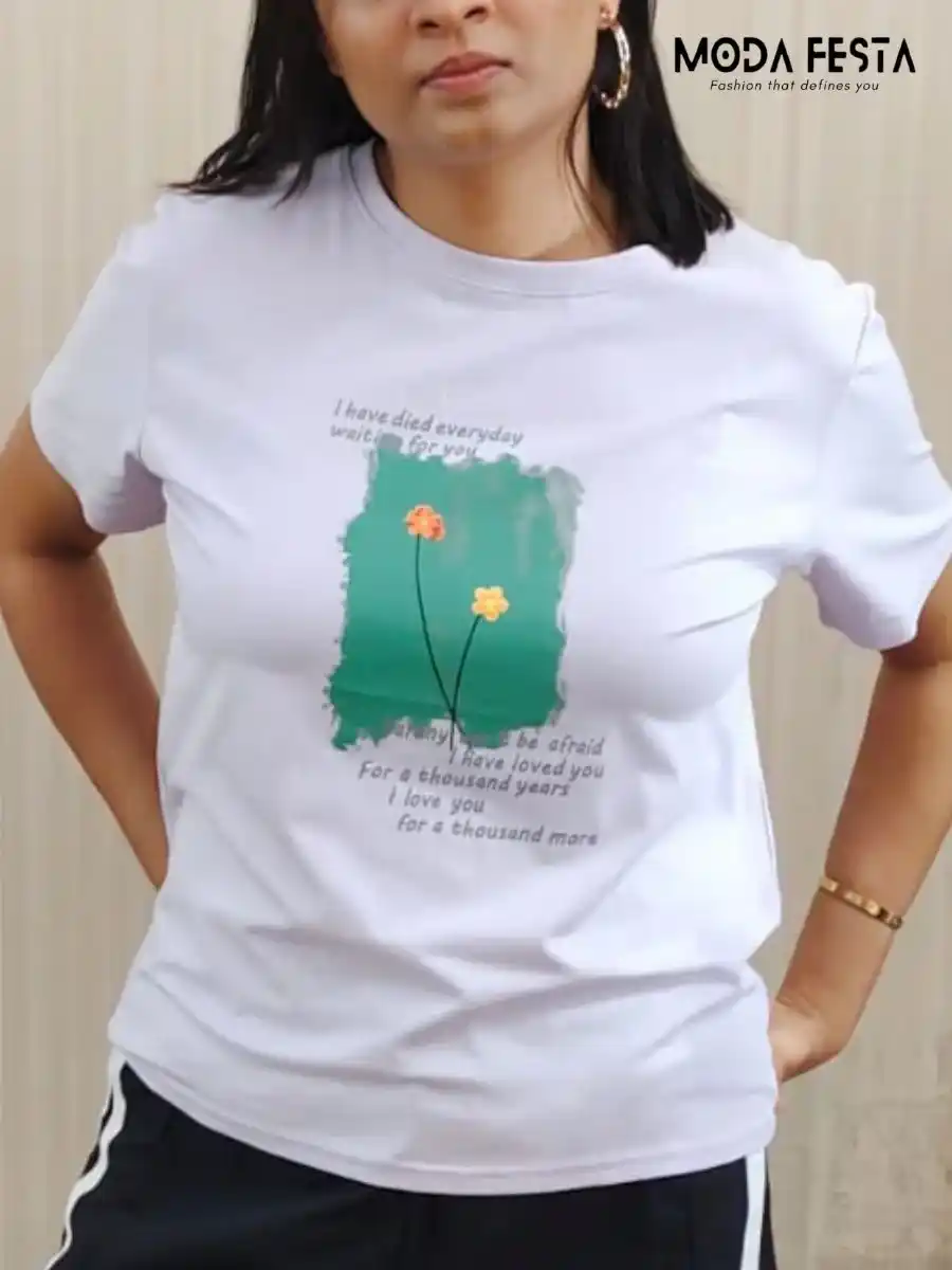 ModaFesta -minimal-printed-lilac-tshirt-for-women