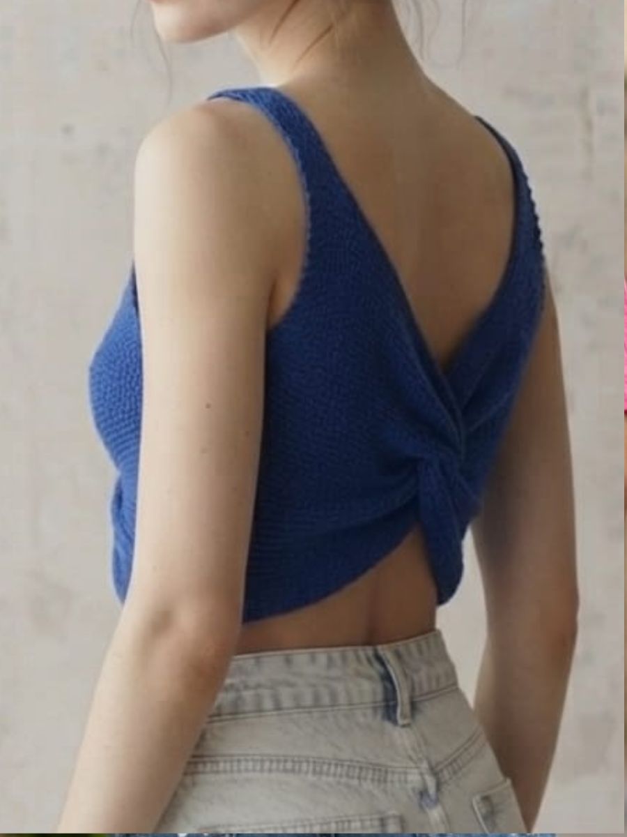 ModaFesta -royal-blue-ribbed-knit-tank-top