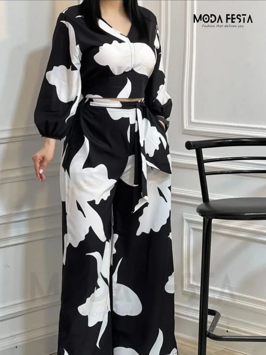 ModaFesta -trendy-printed-coord-set-black