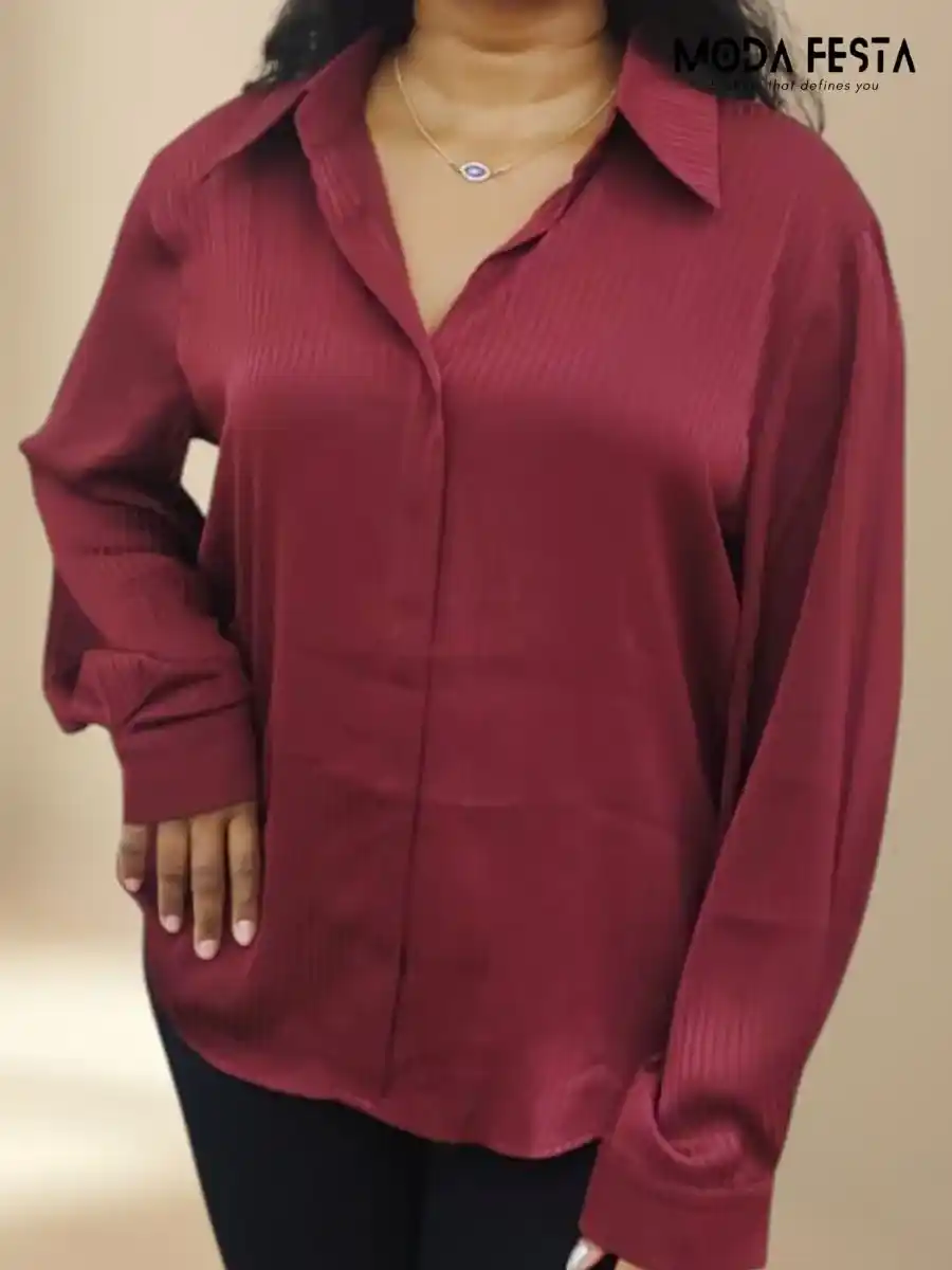 ModaFesta -elegant-striped-satin-shirt-maroon