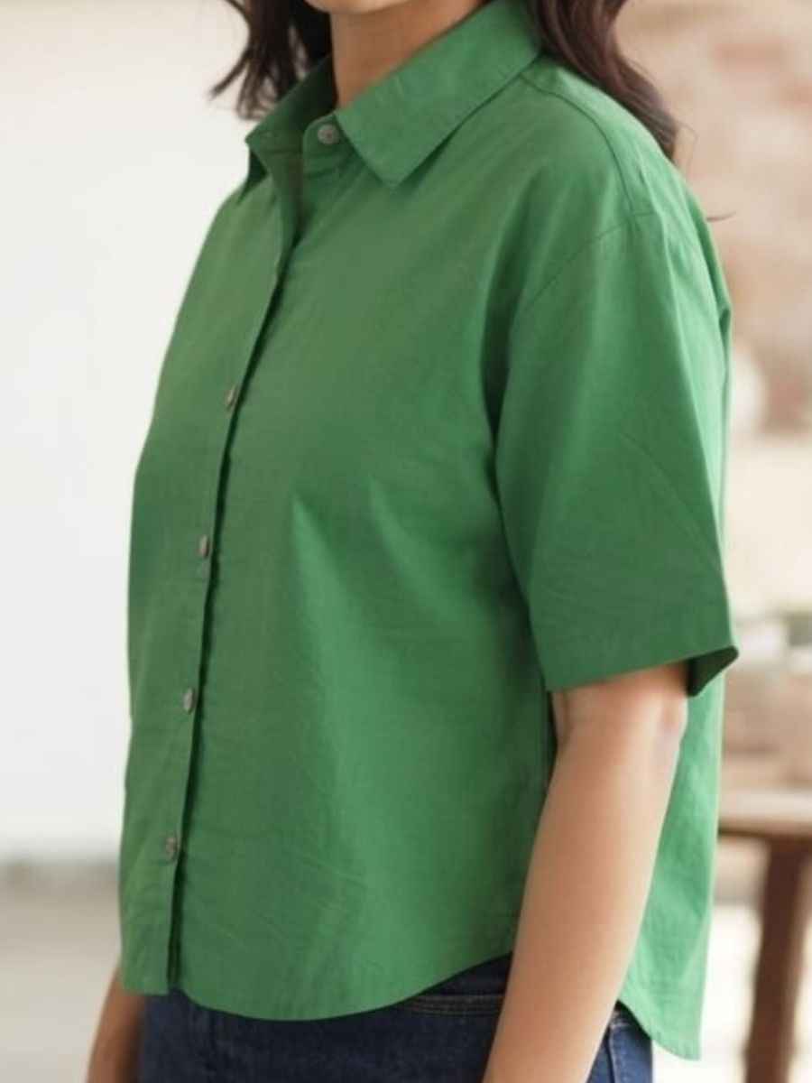 ModaFesta -reen-short-sleeve-button-down-shirt