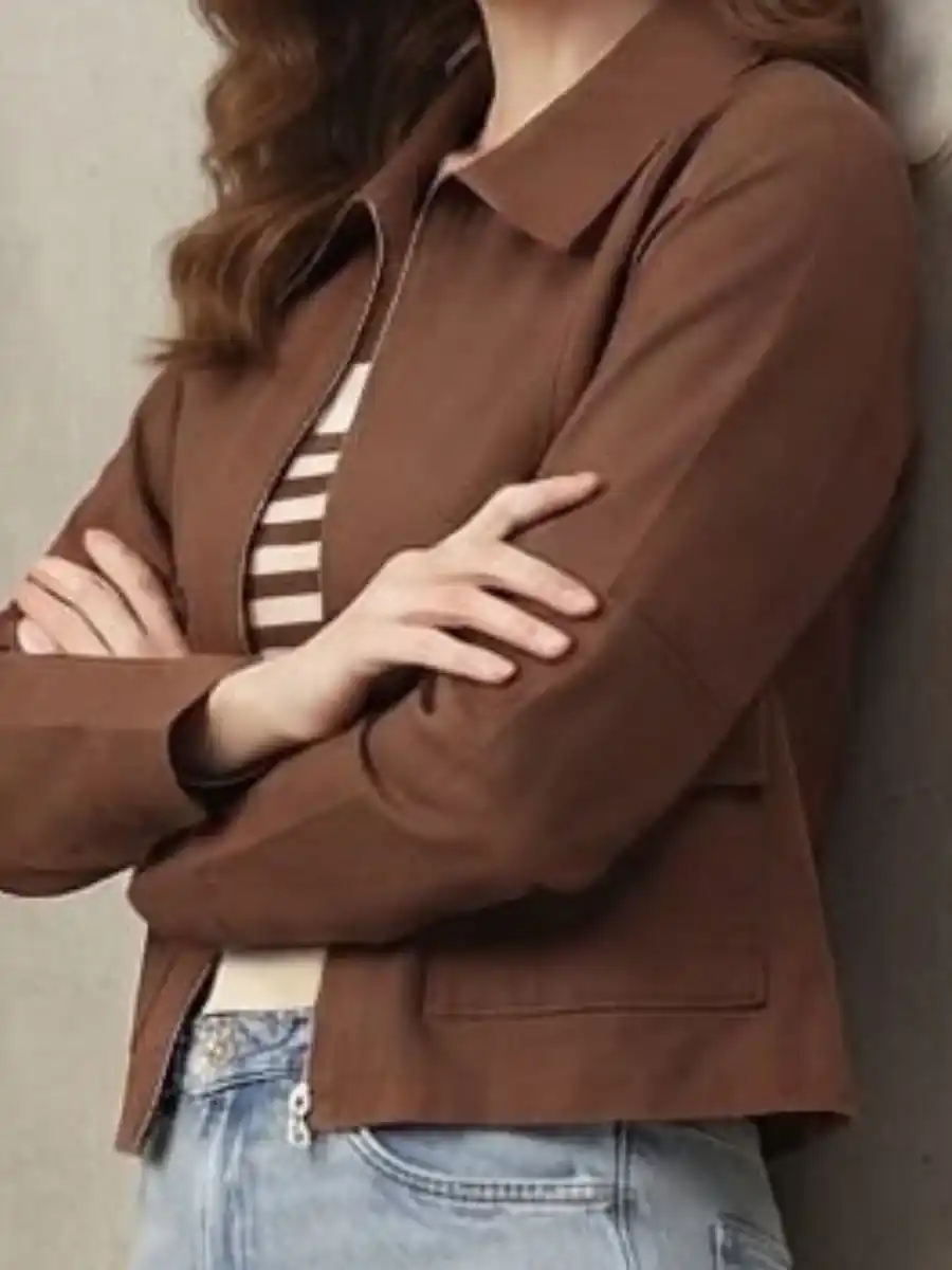 ModaFesta -womens-solid-brown-full-sleeve-casual-crop-jacket