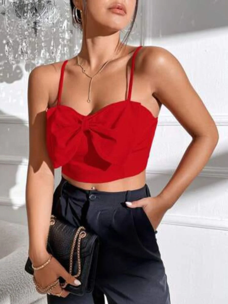 ModaFesta -spaghetti-strap-party-top-red