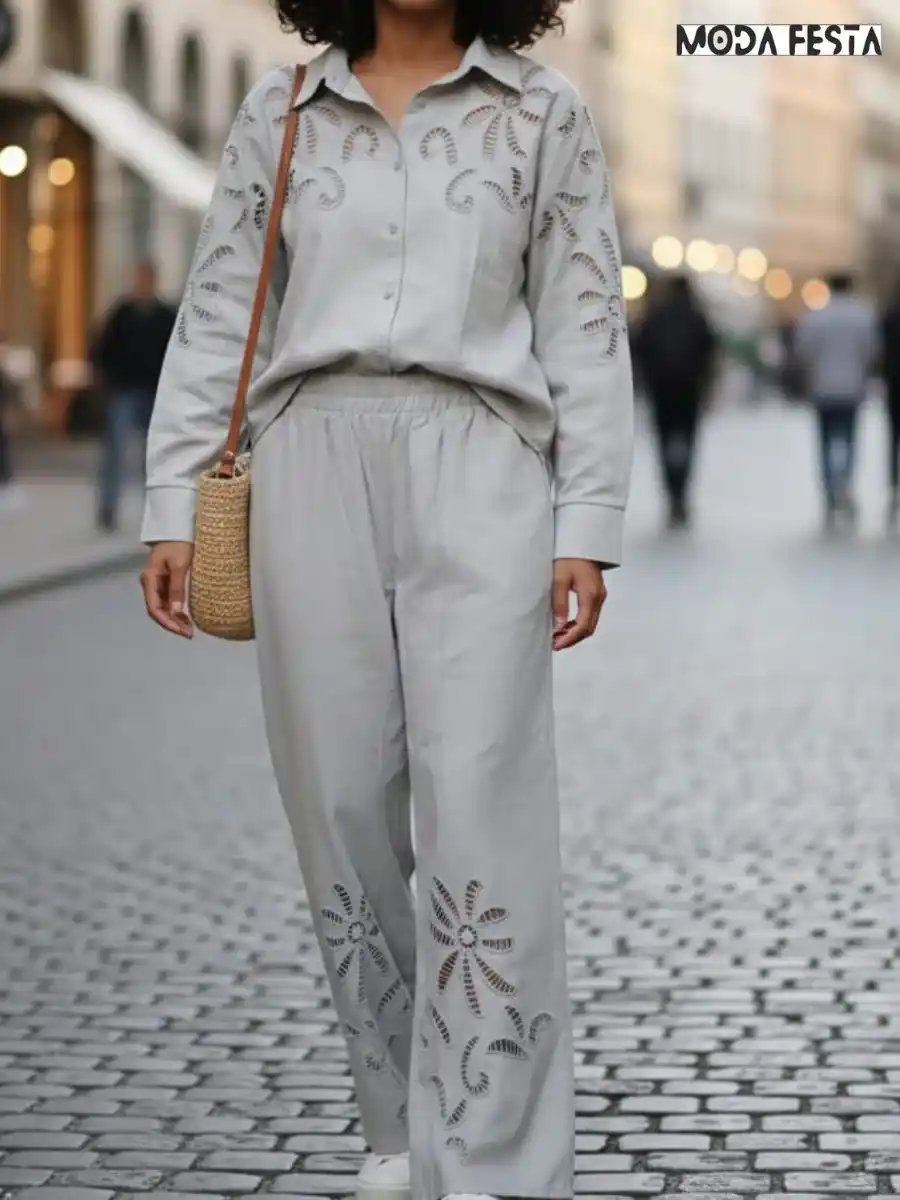 Elegant Cutwork Style Coord Set