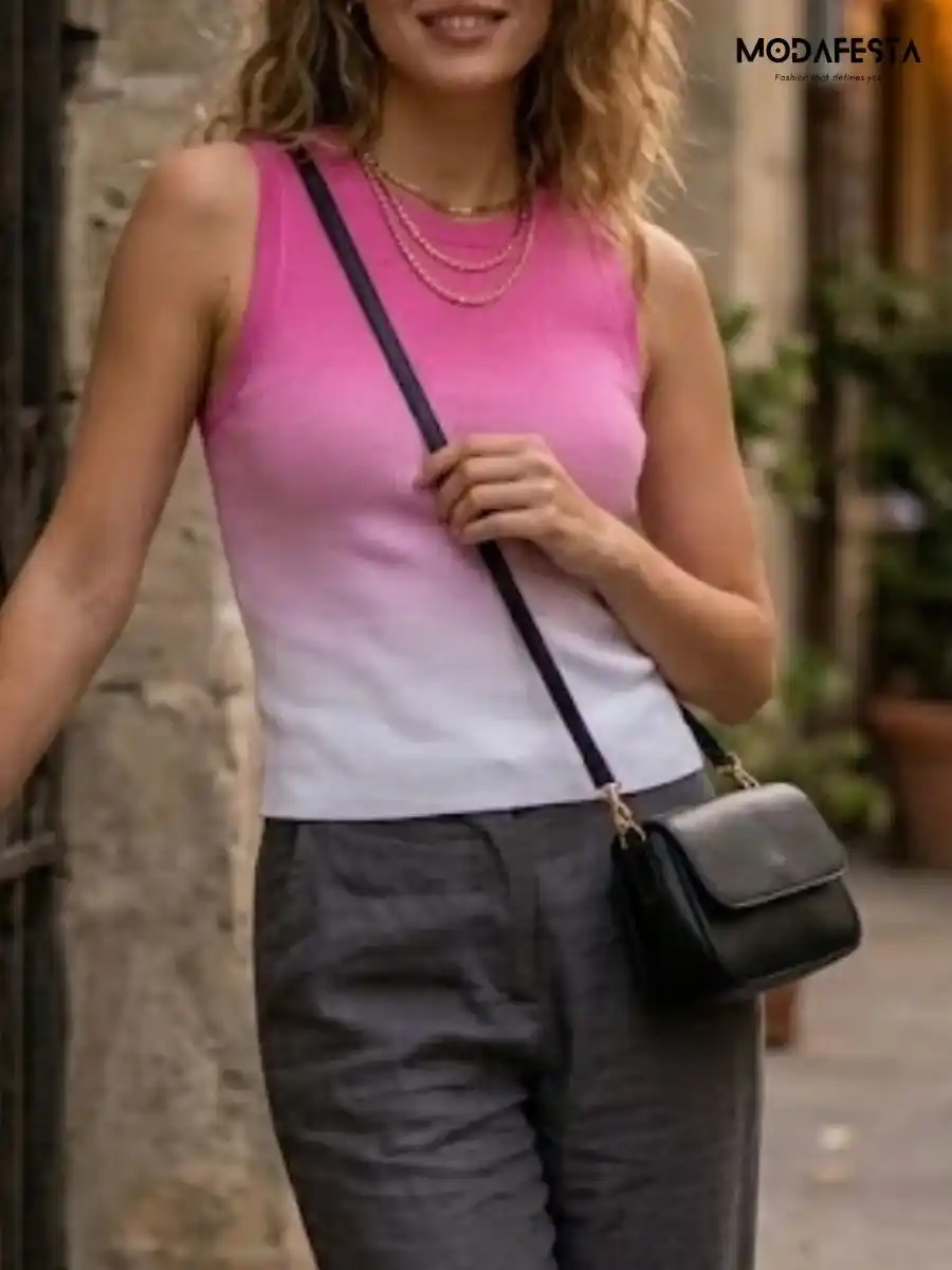ModaFesta -elegant-tie-dye-tank-top-pink