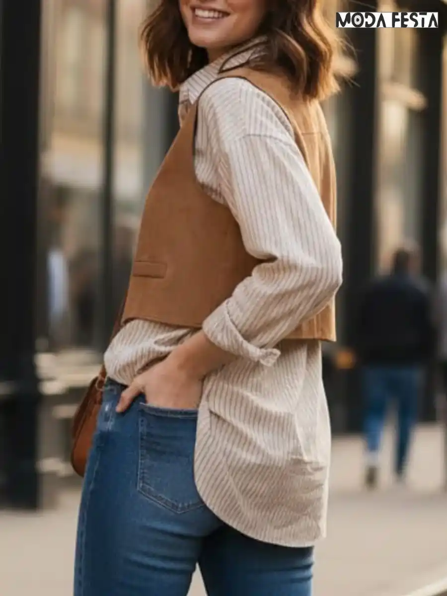 ModaFesta -elegant-stripe-shirt-vest-style-beige