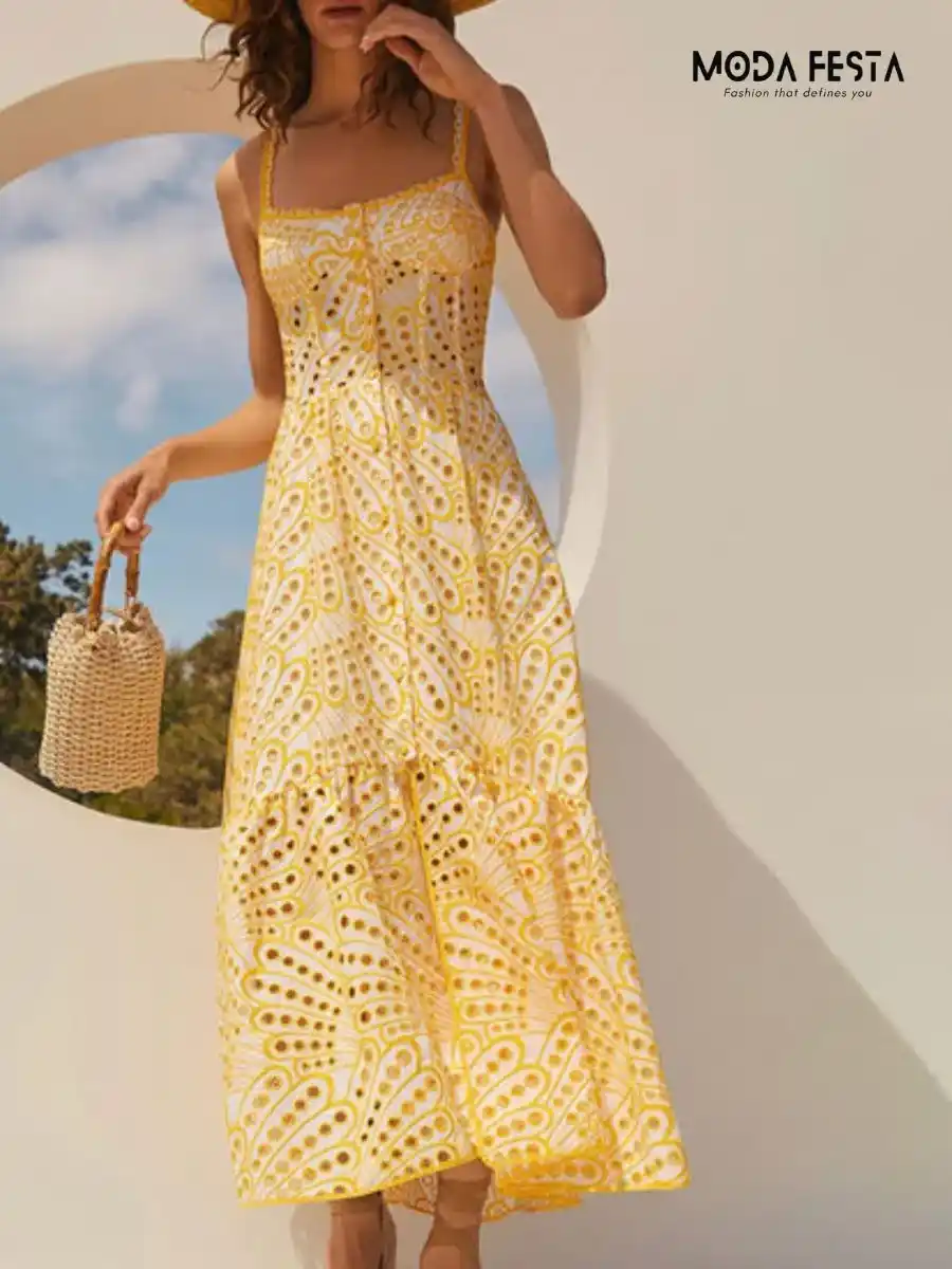 ModaFesta -elegant-embroidered-dress-yellow