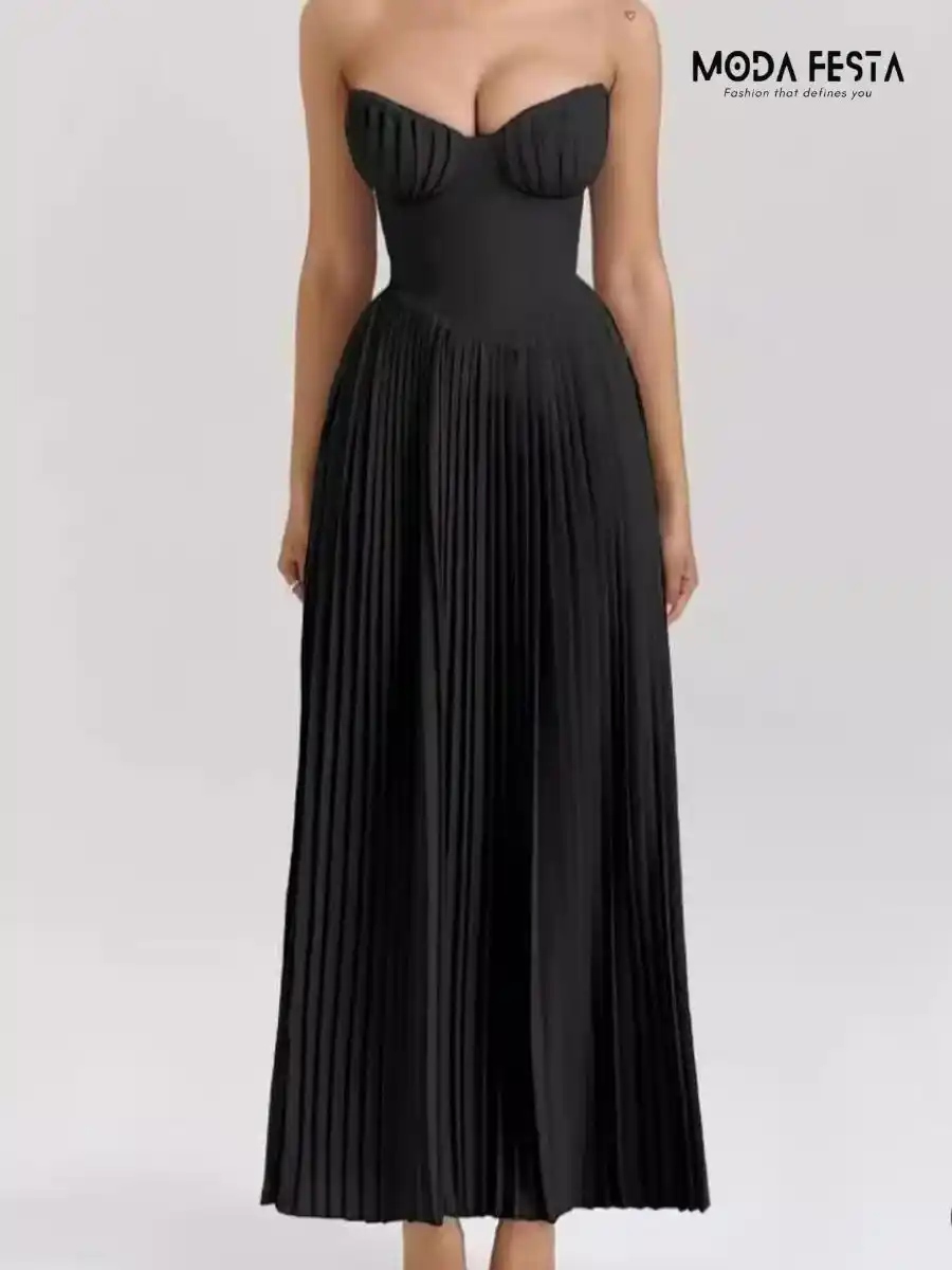 ModaFesta -black-tube-style-pleated-dress