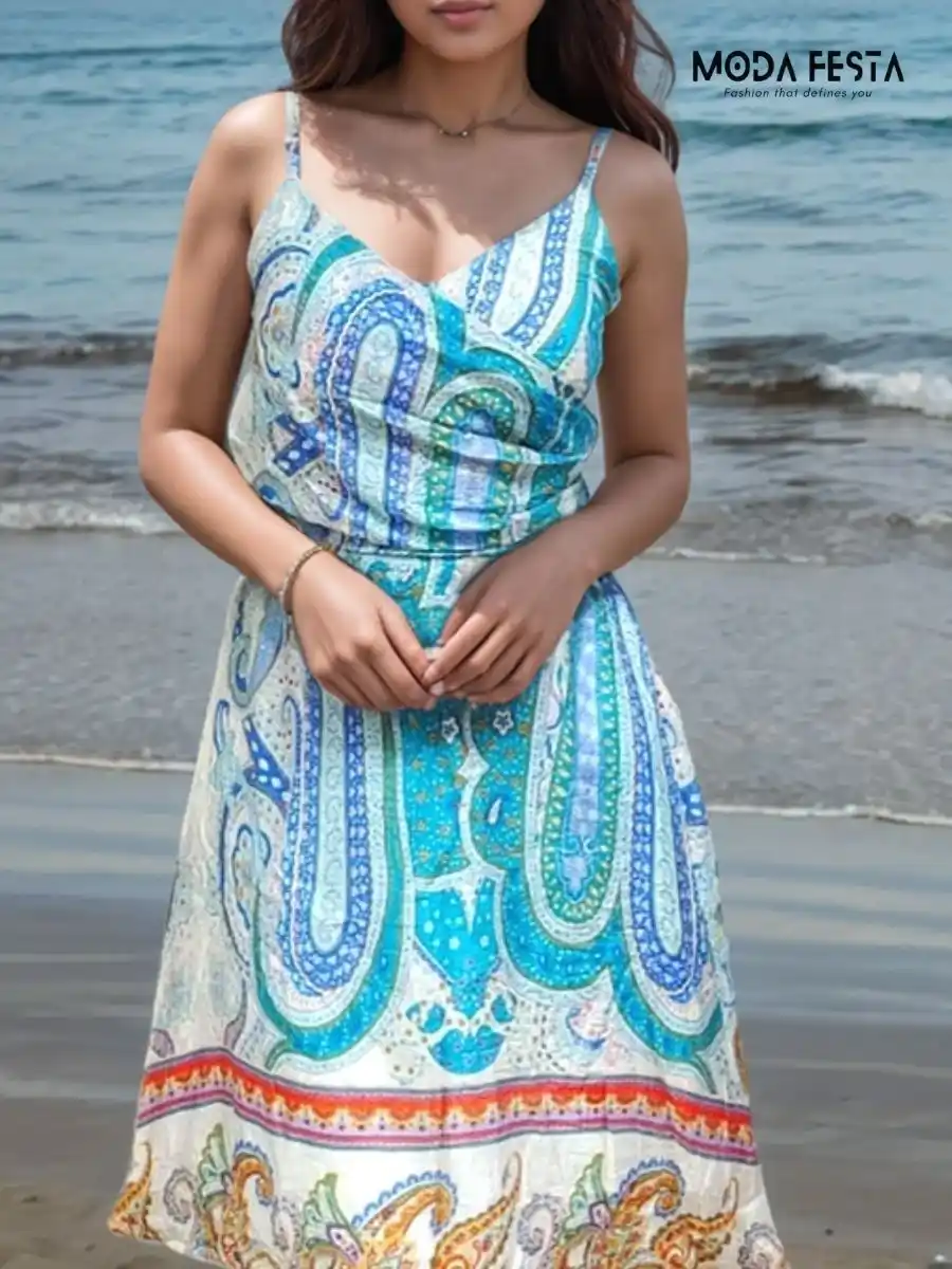 ModaFesta -printed-shrug-dress-blue