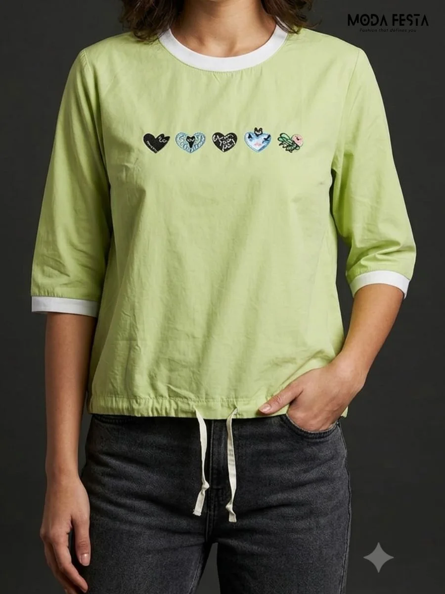 ModaFesta -lime-heart-patch-top