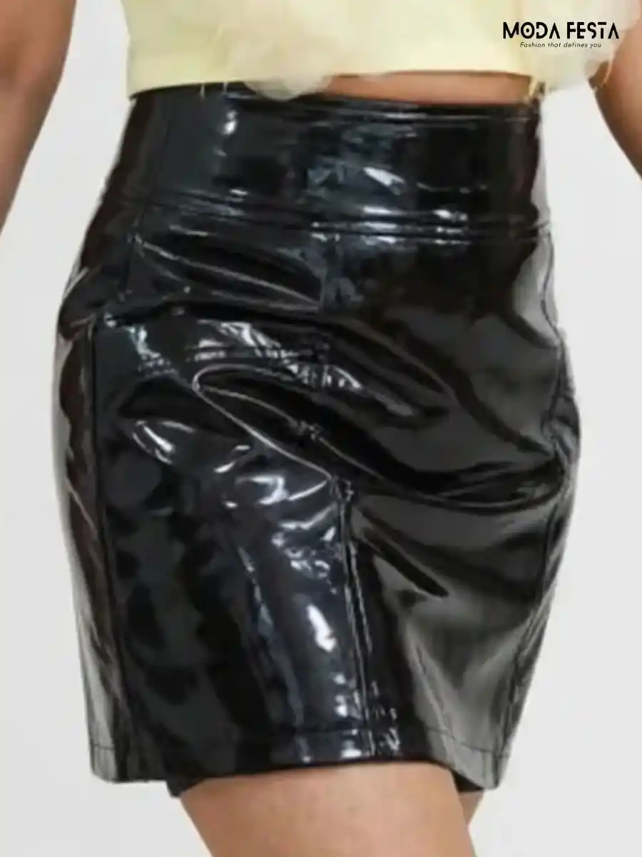ModaFesta -faux-leather-skirt-black