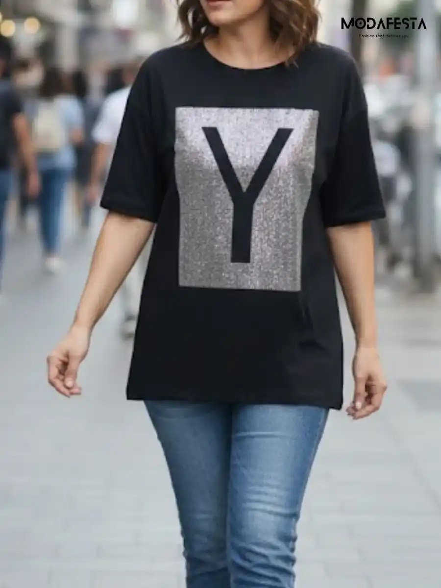 ModaFesta -elegant-sequin-y-oversize-t-shirt-black
