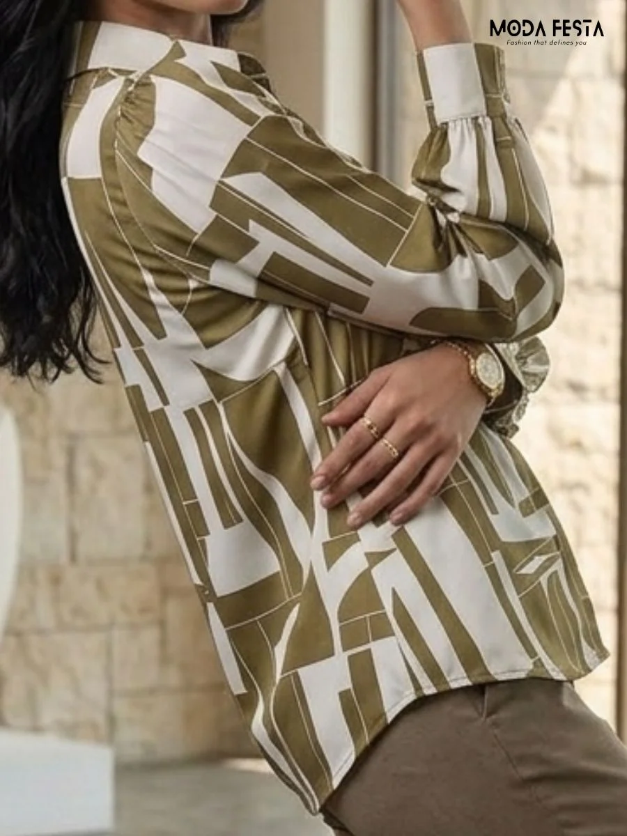 ModaFesta -olive-green-and-white-abstract-geometric-block-print