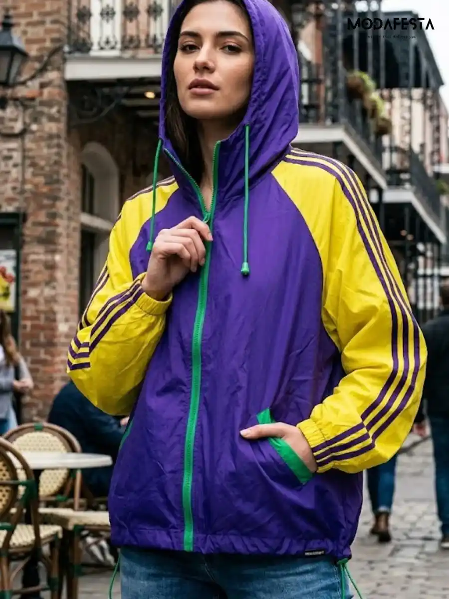 ModaFesta -elegant-rain-wear-zipper-hoodie-purple
