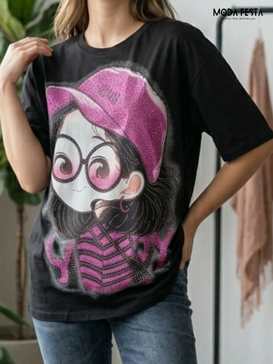 ModaFesta -graphic-print-black-tee