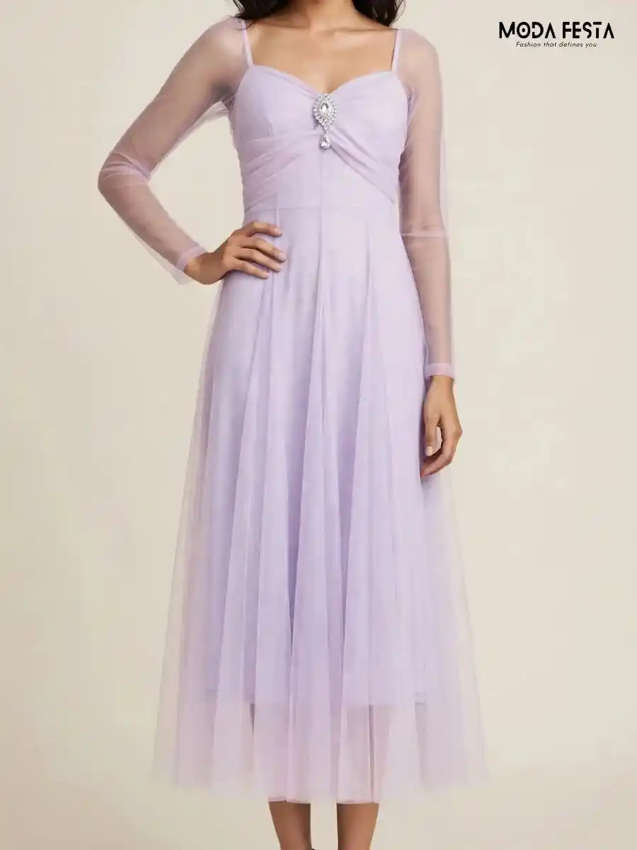 ModaFesta -spegeti-sheer-net-midi-dress