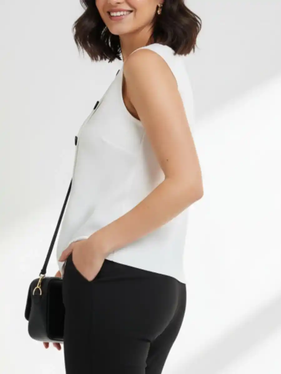 ModaFesta -elegant-waist-coat-crop-top-white