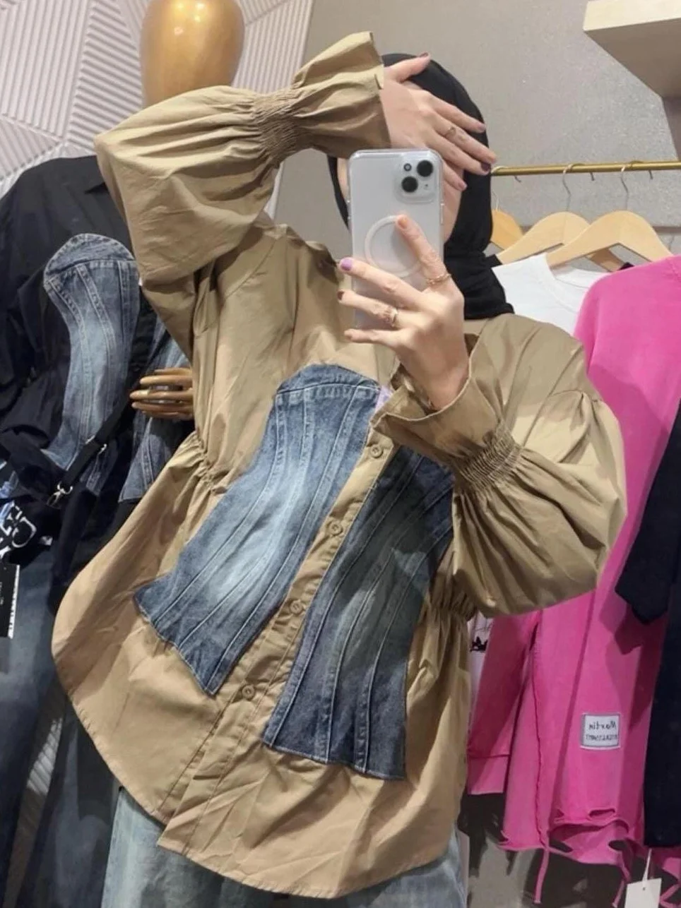 ModaFesta -trendy-shirt-with-denim-greenish