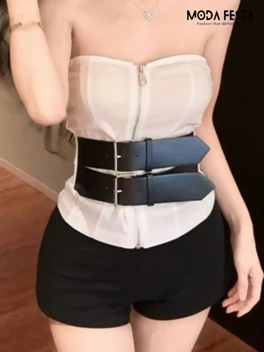 Stylish Double Belt Tube Top