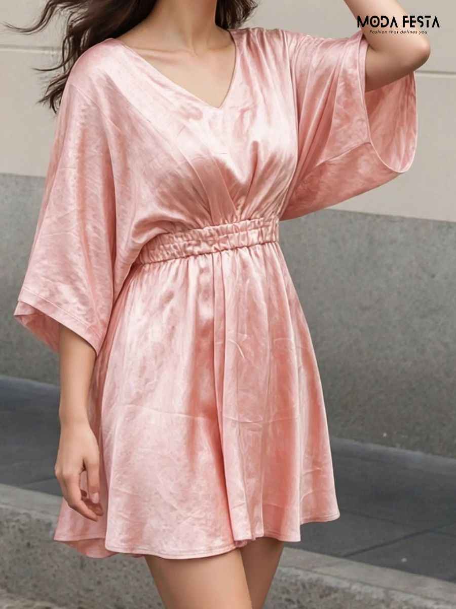 ModaFesta -peach-satin-dress