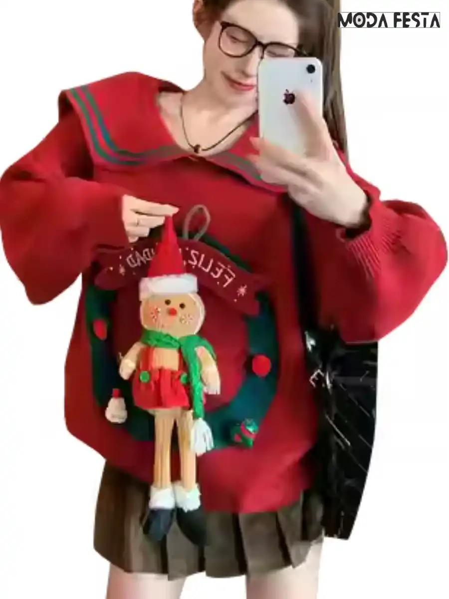 ModaFesta -christmas-knit-t-shirt-red