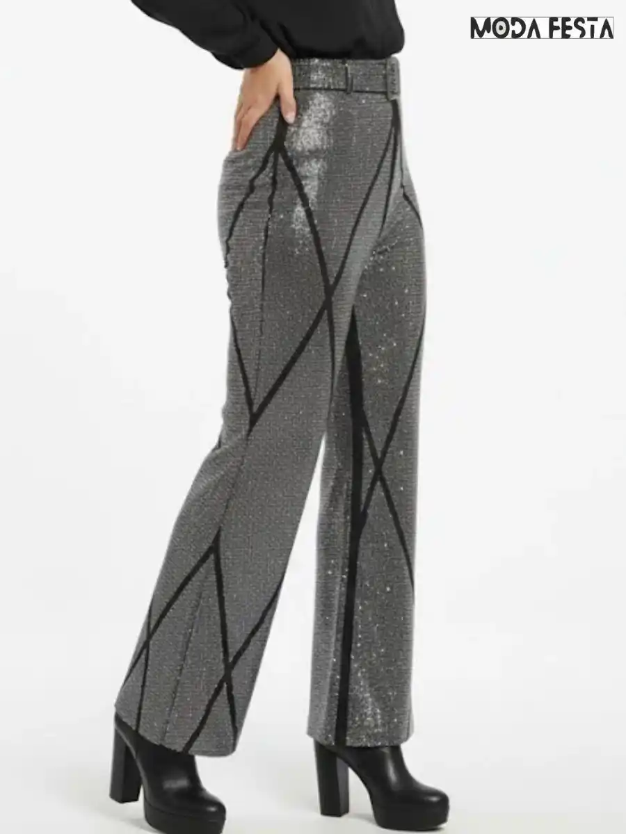 ModaFesta -elegant-style-rhinestone-pants-black