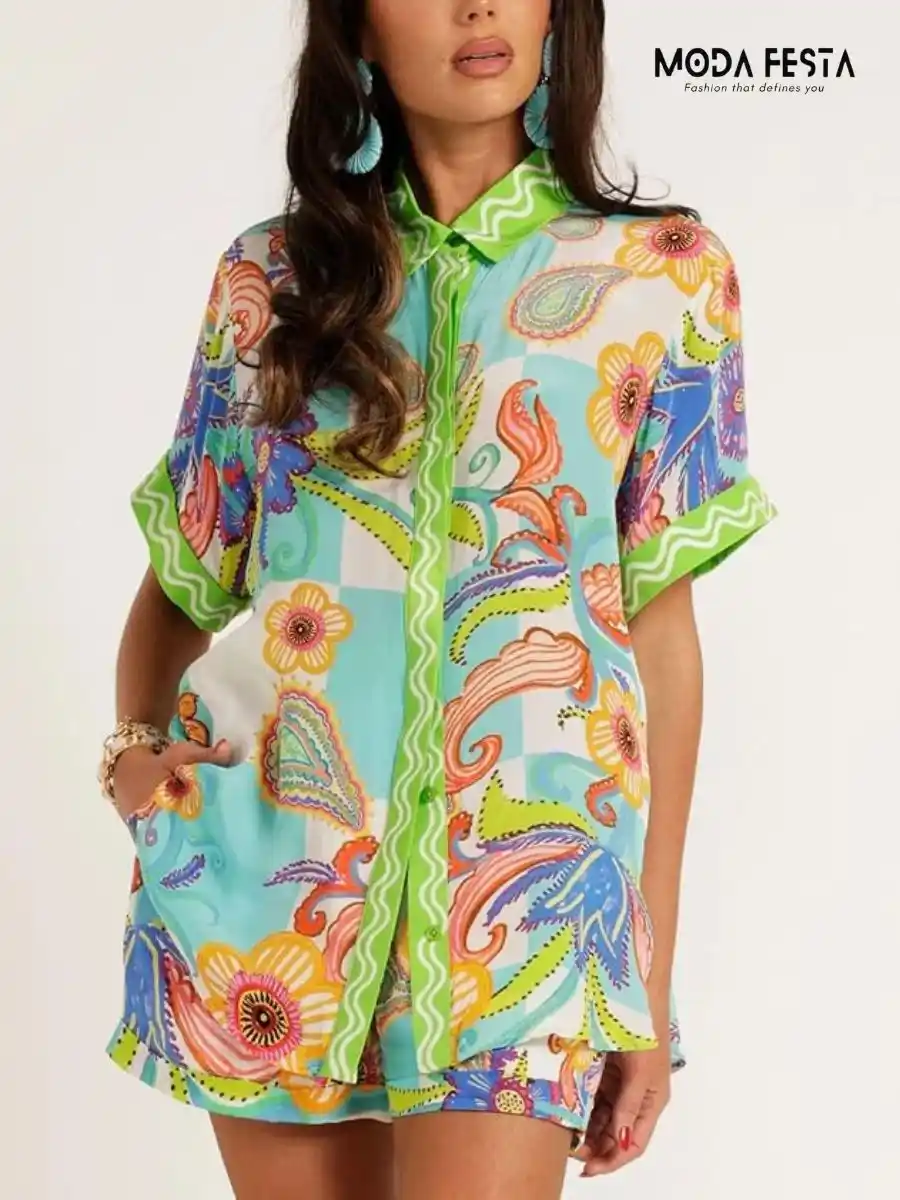 ModaFesta -elegant-printed-short-coord-set-green