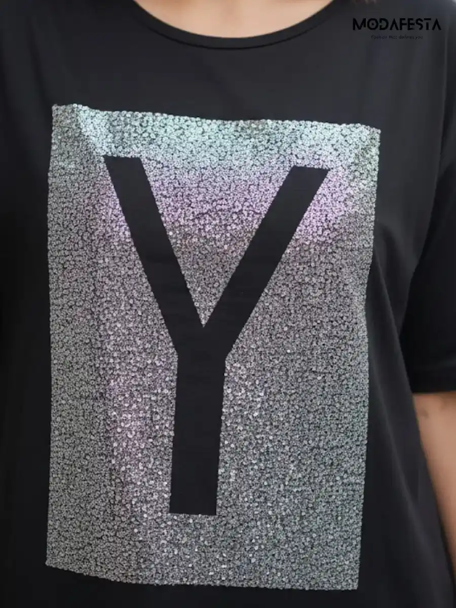 ModaFesta -elegant-sequin-y-oversize-t-shirt-black