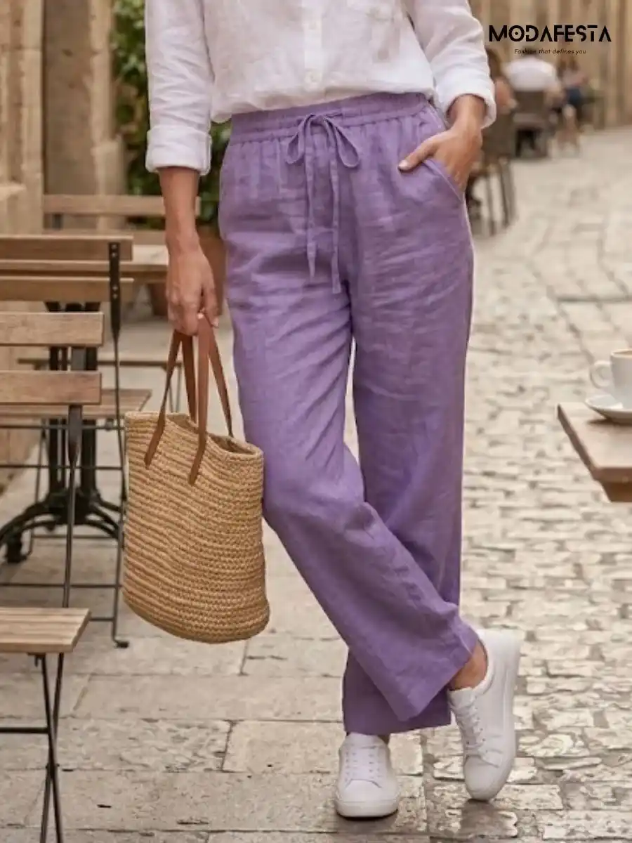 ModaFesta -elegant-linen-palazzo-pant-purple