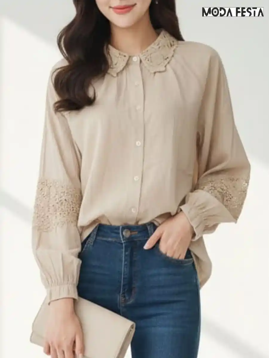 Elegant Cutwork Cotton Shirt