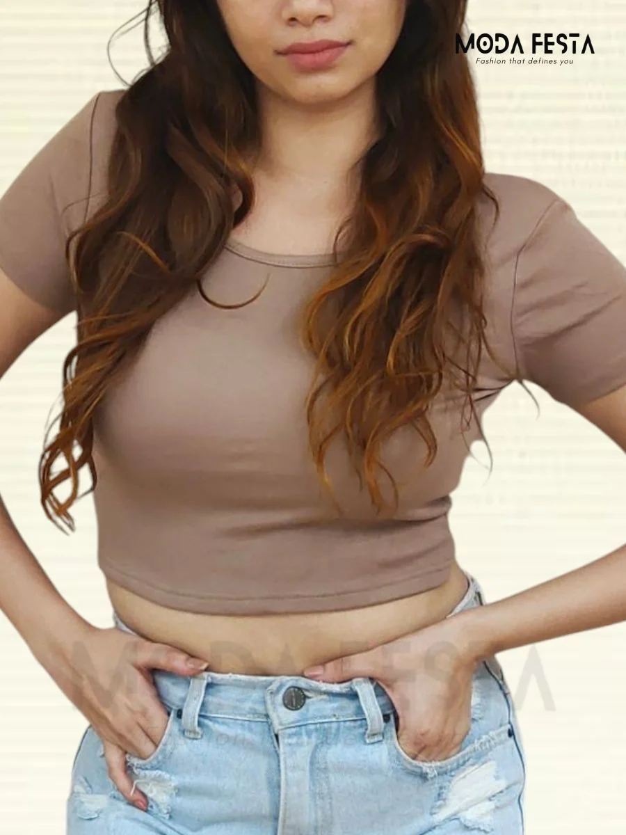 ModaFesta -crop-top-with-back-styling-brown