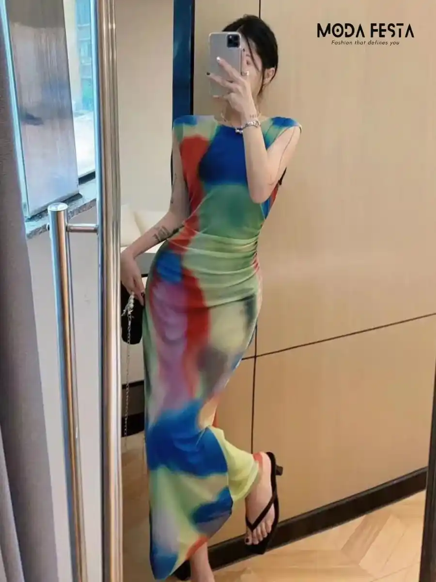 Tie Dye Power Net Dress