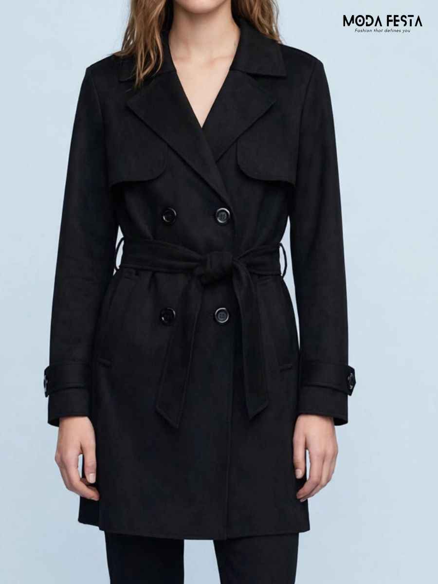 Double Breasted Belted Trench Coat
