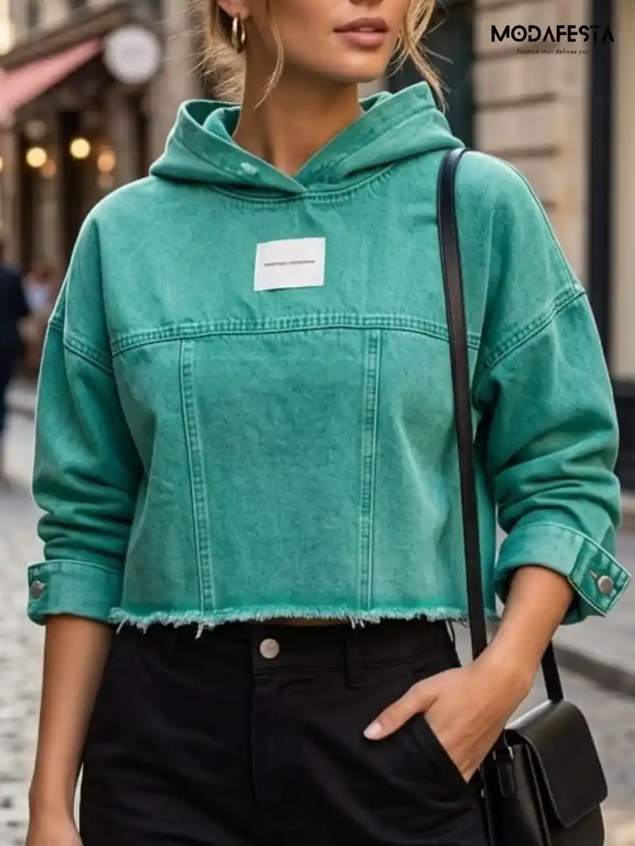 Elegant Denim Hoodie Jacket