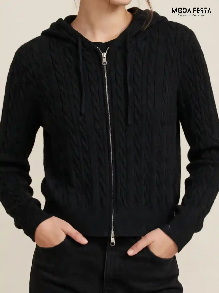 ModaFesta -cable-knit-zip-up-hoodie