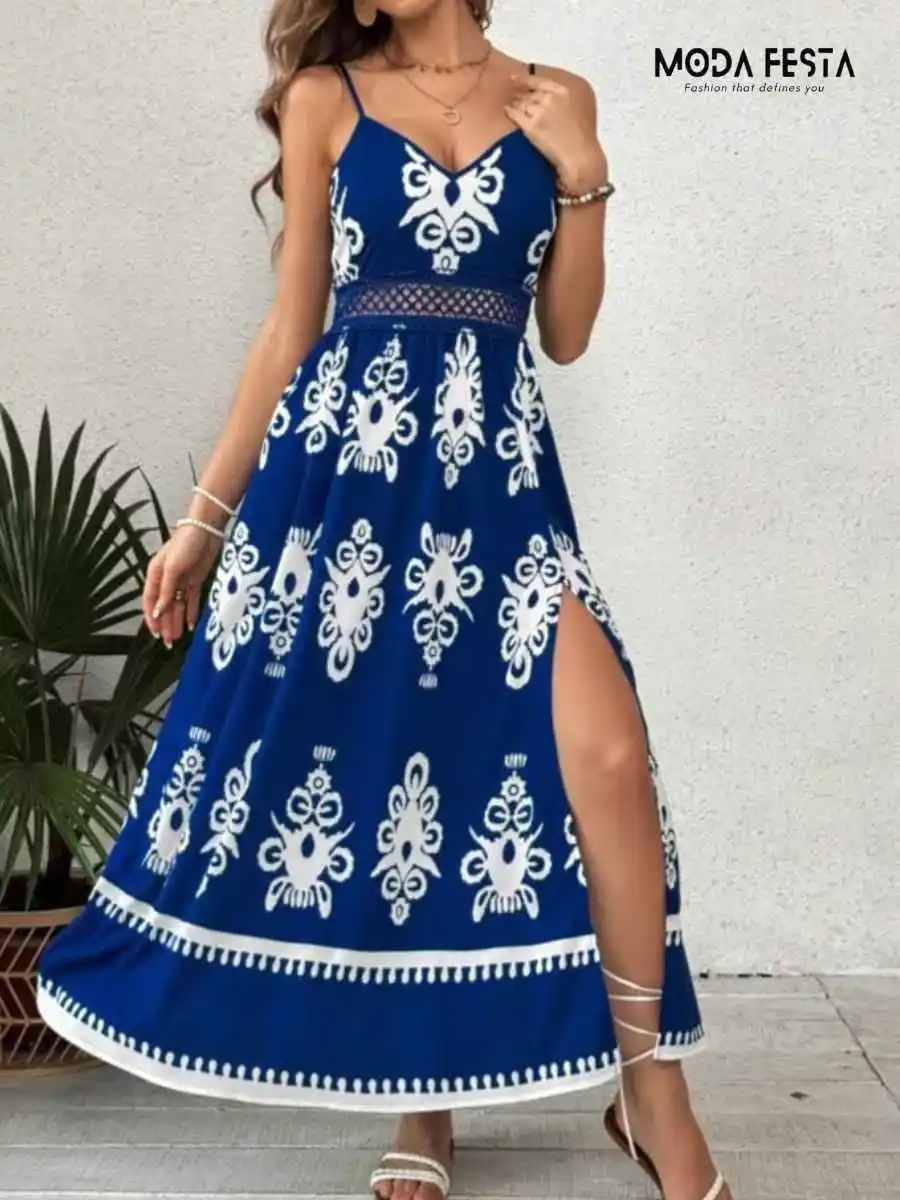 ModaFesta -elegant-retro-print-dress-blue