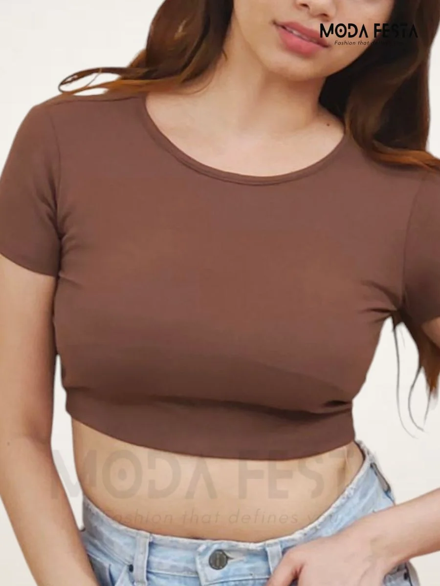 ModaFesta -styling-backless-crop-top-brown