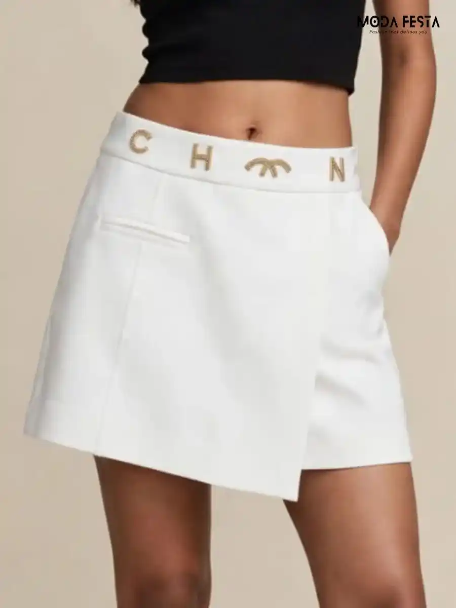 ModaFesta -embellished-waist-white-wrap-mini-skirt