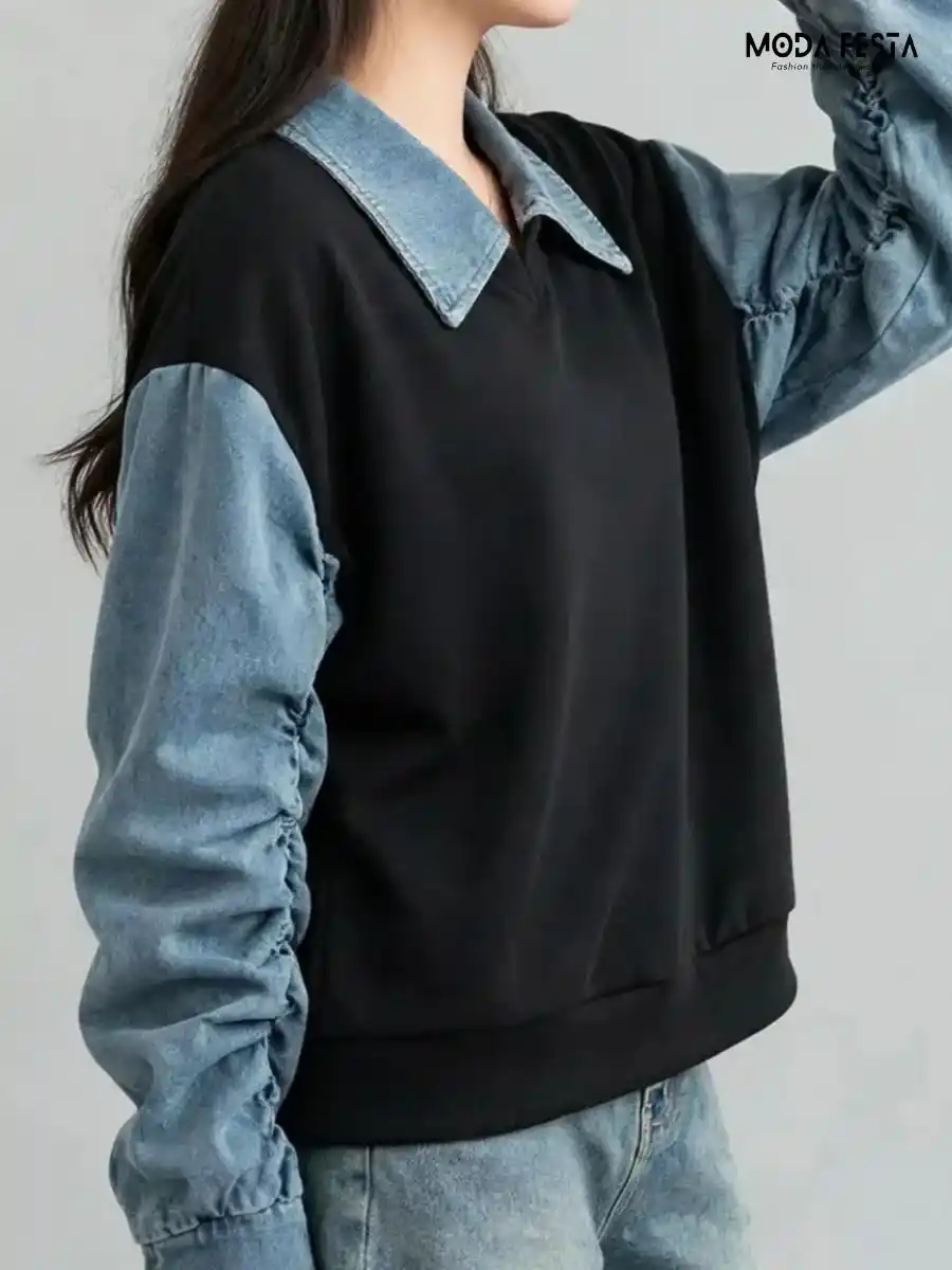 ModaFesta -korean-style-casual-sweater-top-black