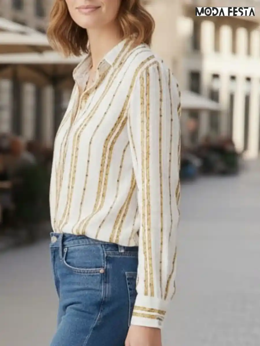 ModaFesta -elegant-brown-and-beige-striped-shirt