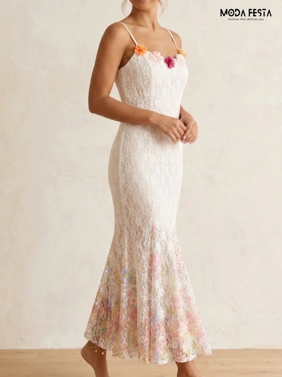 ModaFesta -floral-applique-lace-mermaid-midi-dress