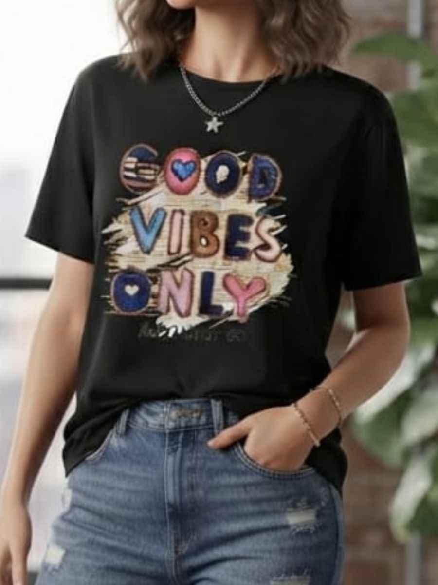 ModaFesta -black-good-vibes-only-graphic-t-shirt