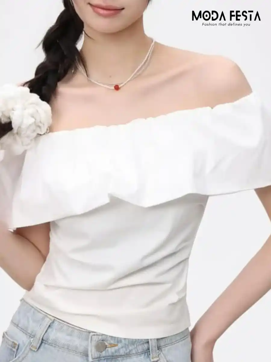 ModaFesta -elegant-off-shoulder-ruffle-top-white