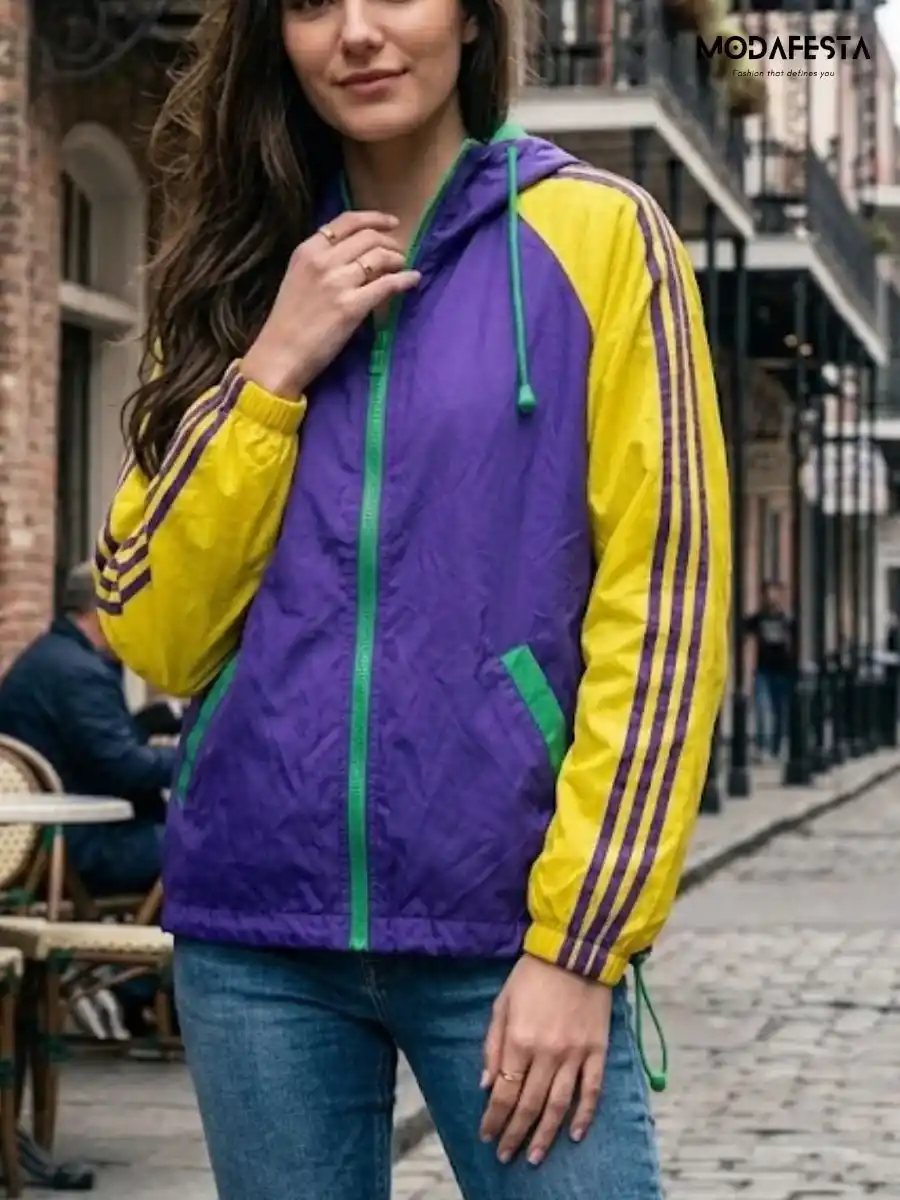ModaFesta -elegant-rain-wear-zipper-hoodie-purple