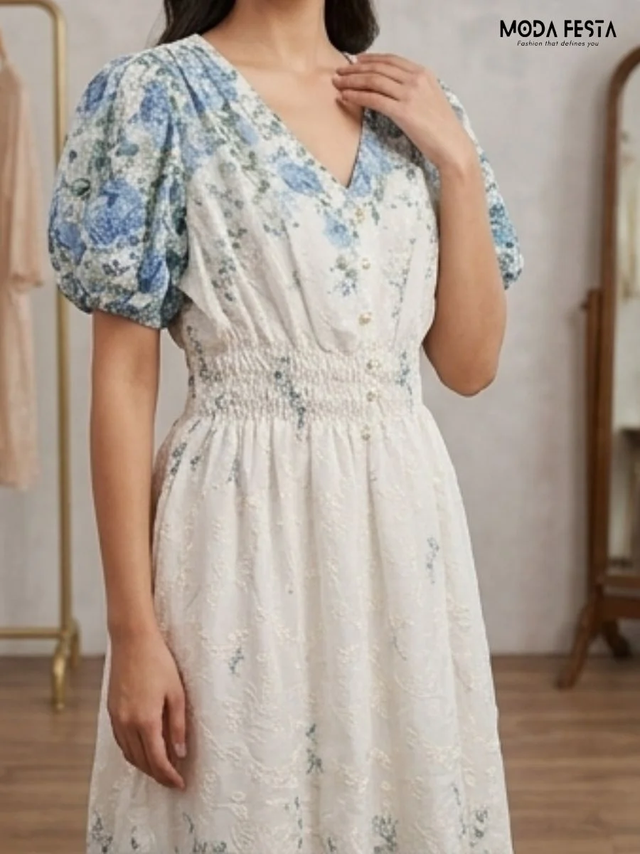 ModaFesta -chikan-dress-printed--light-blue